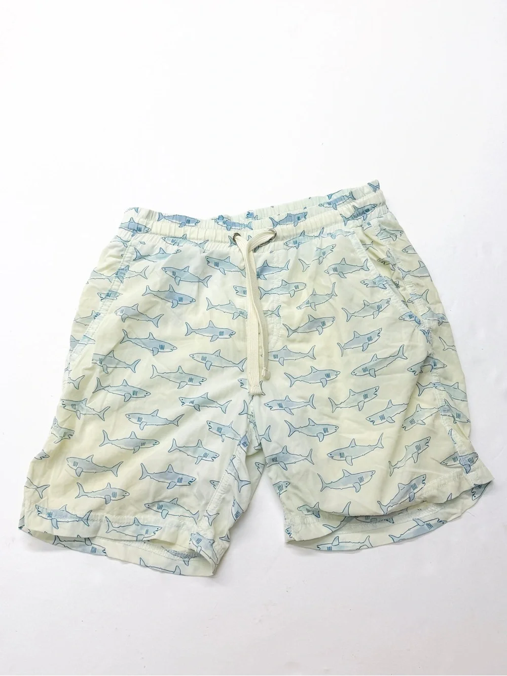 Sweethoney Cream Shark Print Swim Trunks Shorts